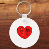 Rose Flower Valentine Red Heart  Sleutelhanger (Voorkant)