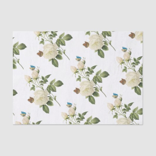 Rose Flower with Butterfly Pattern Tissuepapier (Voorkant)