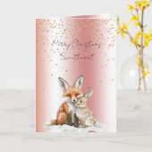 Rose Fox Deer Love Glitter Sweetheart Christmas Kaart (Gele Bloem)