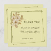 Rose Frame – Celestial Yellow Wedding Bedankkaart (Voorkant / Achterkant)