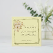 Rose Frame – Celestial Yellow Wedding Bedankkaart (Staand voorkant)