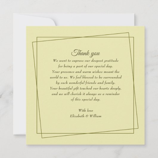Rose Frame – Celestial Yellow Wedding Bedankkaart (Achterkant)