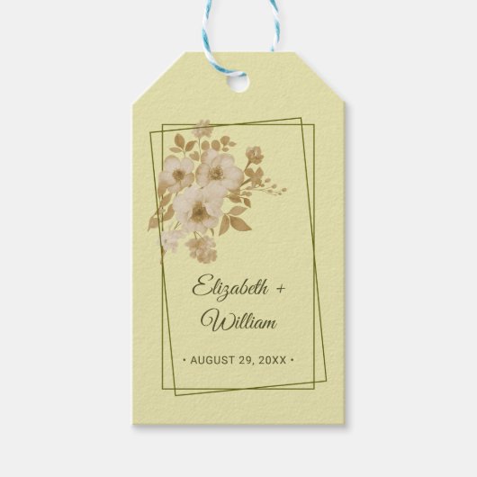 Rose Frame – Celestial Yellow Wedding Cadeaulabel (Voorkant)