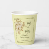 Rose Frame – Celestial Yellow Wedding Papieren Bekers (Achterkant)