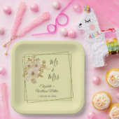 Rose Frame – Celestial Yellow Wedding Papieren Bordje (Feest)