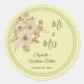Rose Frame – Celestial Yellow Wedding Ronde Sticker (Voorkant)