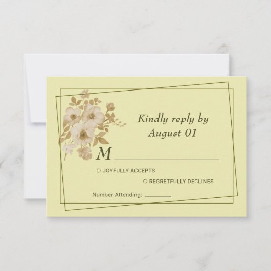 Rose Frame – Celestial Yellow Wedding RSVP Kaartje (Voorkant)