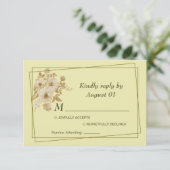 Rose Frame – Celestial Yellow Wedding RSVP Kaartje (Staand voorkant)
