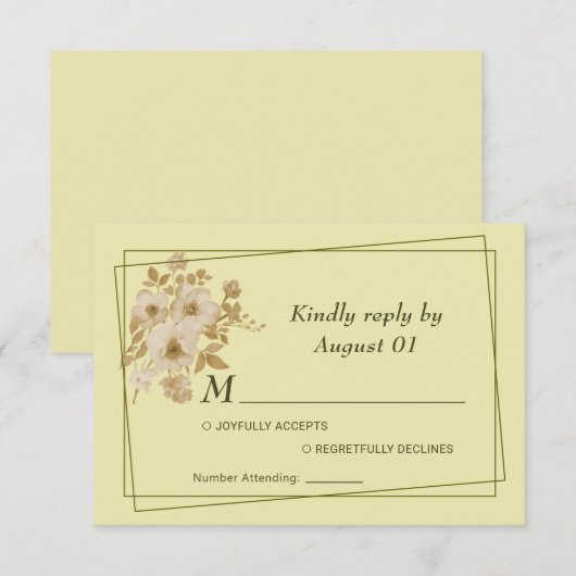 Rose Frame – Hemelsgele Trouw RSVP Kaartje (Voorkant / Achterkant)