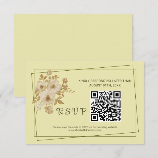 Rose Frame – Hemelsgele Trouw RSVP Kaartje (Voorkant / Achterkant)