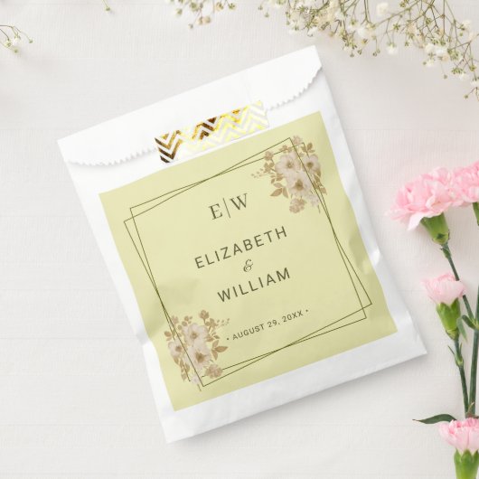 Rose Frame – Monogram Celestial Yellow Wedding Bedankzakje (Gezegeld)