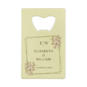 Rose Frame – Monogram Celestial Yellow Wedding Creditkaart Flessenopener (Achterkant)