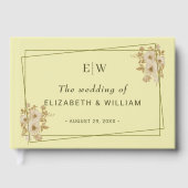 Rose Frame – Monogram Celestial Yellow Wedding Gastenboek (Voorkant)