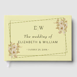 Rose Frame – Monogram Celestial Yellow Wedding Gastenboek