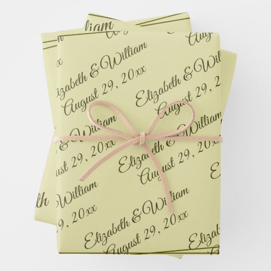 Rose Frame – Monogram Celestial Yellow Wedding Inpakpapier Vel (In situ)