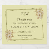 Rose Frame – Monogram Celestial Yellow Wedding Likeurfles Etiket (Enkel label)