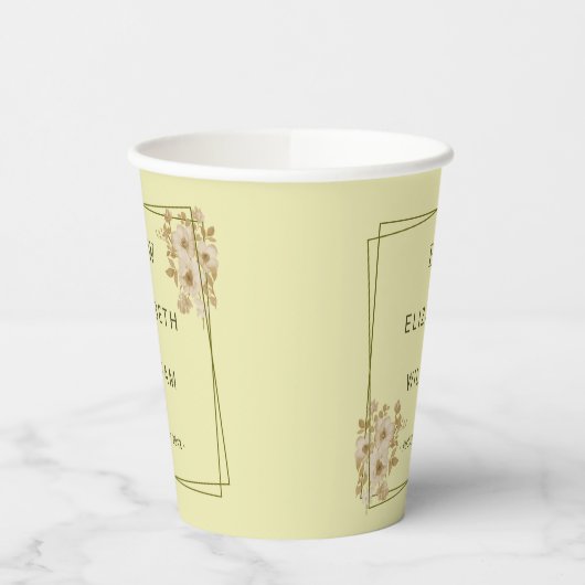 Rose Frame – Monogram Celestial Yellow Wedding Papieren Bekers (Links)