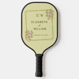 Rose Frame – Monogram Celestial Yellow Wedding Pickleball Paddle