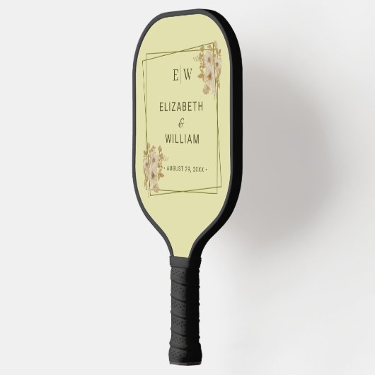 Rose Frame – Monogram Celestial Yellow Wedding Pickleball Paddle (Links)