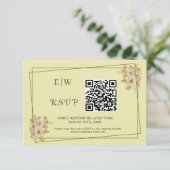 Rose Frame – Monogram Celestial Yellow Wedding RSVP Kaartje (Staand voorkant)