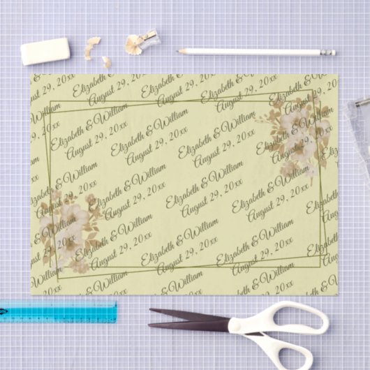 Rose Frame – Monogram Celestial Yellow Wedding Tissuepapier (Craft)
