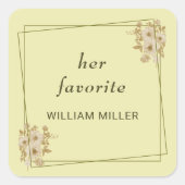 Rose Frame – Monogram Celestial Yellow Wedding Vierkante Sticker (Voorkant)