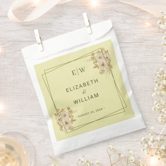 Rose Frame – Monogram Himmelsgeel Bruiloft Bedankzakje (Geknipt)