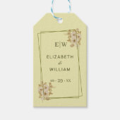 Rose Frame – Monogram Himmelsgeel Bruiloft Cadeaulabel (Voorkant)