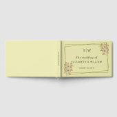 Rose Frame – Monogram Himmelsgeel Bruiloft Gastenboek (Volledig)