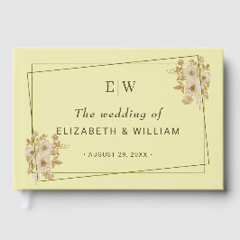 Rose Frame – Monogram Himmelsgeel Bruiloft Gastenboek