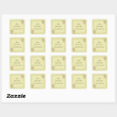 Rose Frame – Monogram Himmelsgeel Bruiloft Vierkante Sticker (Vel)