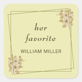 Rose Frame – Monogram Himmelsgeel Bruiloft Vierkante Sticker