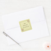 Rose Frame – Monogram Himmelsgeel Bruiloft Vierkante Sticker (Envelop)