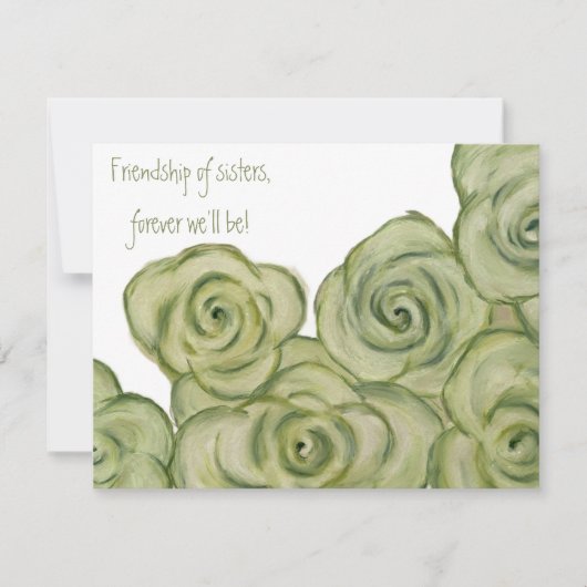 Rose friendship notecard - hand-drawn artwork. kaart (Voorkant)