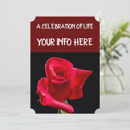 ROSE FUNERAL PRAYER KAARTEN, RODE ROSE KAART (Staand voorkant)