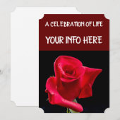 ROSE FUNERAL PRAYER KAARTEN, RODE ROSE KAART (Voorkant / Achterkant)