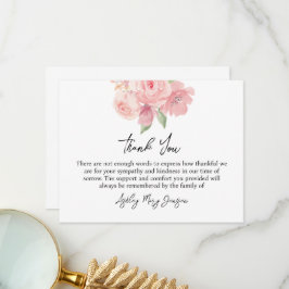 Rose Funeral Thank You Note Card Bereavement Bedankkaart