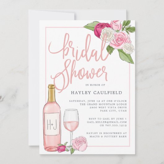 Rosé Garden | Bridal Shower-uitnodiging Kaart (Voorkant)