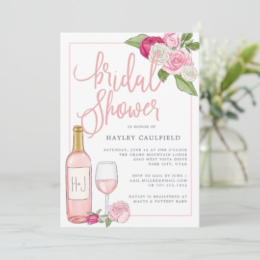 Rosé Garden | Bridal Shower-uitnodiging Kaart (Staand voorkant)