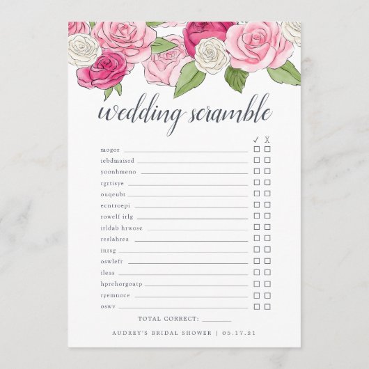 Rosé Garden Double Sided Vrijgezellenfeest Game Ka Kaart (Achterkant)