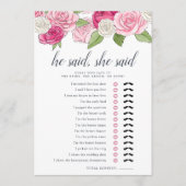 Rosé Garden Double Sided Vrijgezellenfeest Game Ka Kaart (Voorkant)