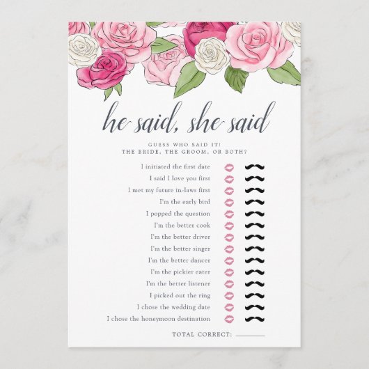 Rosé Garden Double Sided Vrijgezellenfeest Game Ka Kaart (Voorkant)