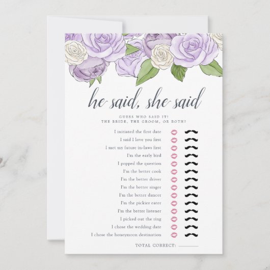 Rosé Garden Double Sided Vrijgezellenfeest Game Kaart (Voorkant)