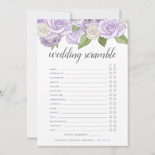 Rosé Garden Double Sided Vrijgezellenfeest Game Kaart (Achterkant)