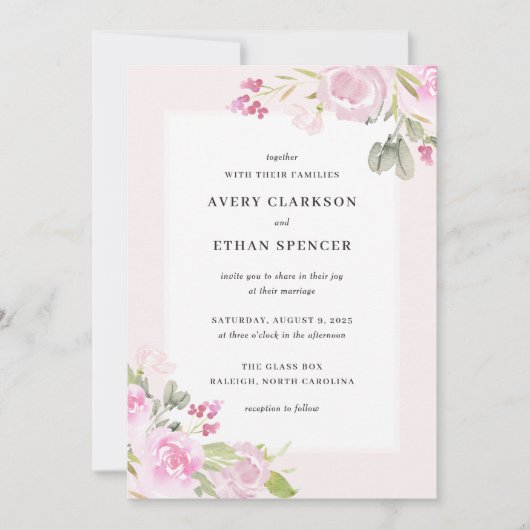 Rose Garden Floral Wedding Invitation ROS Bedankkaart (Voorkant)