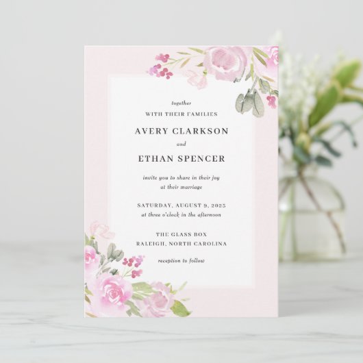 Rose Garden Floral Wedding Invitation ROS Bedankkaart (Staand voorkant)