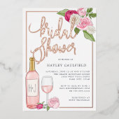 Rosé Garden | VRIJGEZELLENFEEST Folie Uitnodiging (Voorkant)