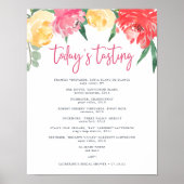 Rosé Garden Wine Tasting Menu Sign. Poster (Voorkant)