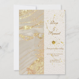 Rose Glitter Gold Alcohol Ink Wedding Invitation Kaart