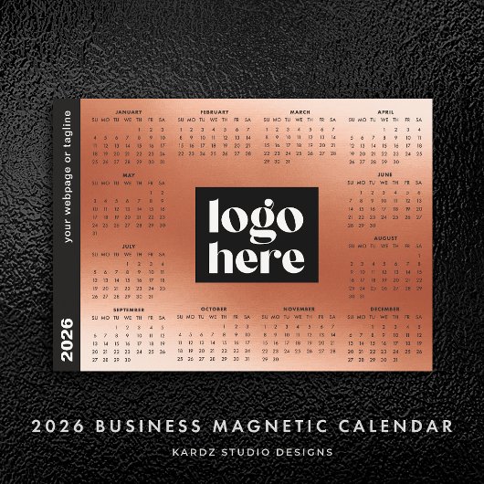 Rose Gold 2026 Zakelijk Logo Magnetische Kalender